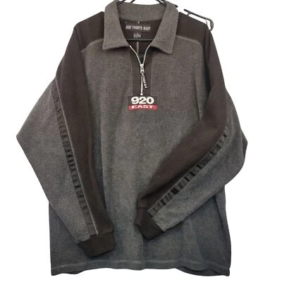 Nine Twenty East Mens 920 East XL Quarter-Zip Gray Black Fleece Pullover Sweater Foto 1 de 4