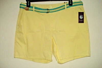 Pantalones Cortos Damas Amarillo con Cinturón Talla 10 Adelgazante Gloria Vanderbilt NUEVO Foto 1 de 2