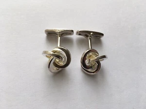 C1980s-90s VINTAGE CHARLES TYRWHITT LONDON SILVER GENTS CUFFLINKS - Picture 1 of 4