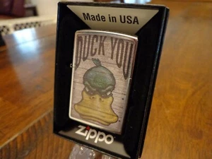 DUCK YOU CARTOON DUCK STREET CHROME ZIPPO LIGHTER MINT IN BOX - Picture 1 of 3