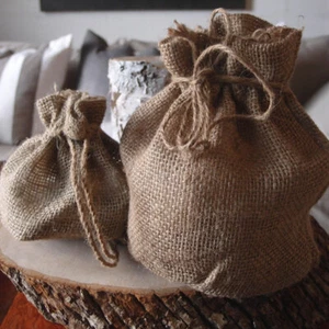  Natural Eco friendly Burlap Pot Cover with Round Bottom and Drawstring - 5 PCS - Picture 1 of 7