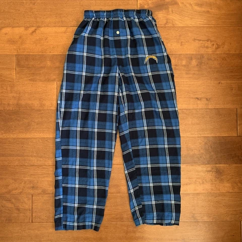 Chargers Los Angeles NFL Apparel Pajamas Blue White Pants Plaid Pants Pull On Cover