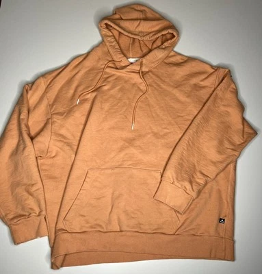 Moletom pulôver masculino anos 90 vintage Hanes Explorer com capuz XL marrom bronzeado bolso - Imagem 1 de 4