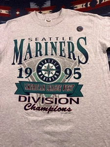 90s Vintage 1995 SEATTLE MARINERS American League West Division Champions Tee M - Bild 1 von 11