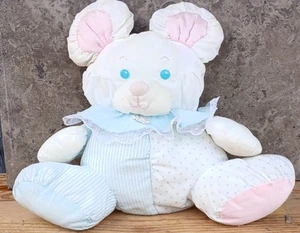 Vintage Baby Puffalump Mouse with Rattle Fisher Price 1988 White Blue Pink Plush - Picture 1 of 18