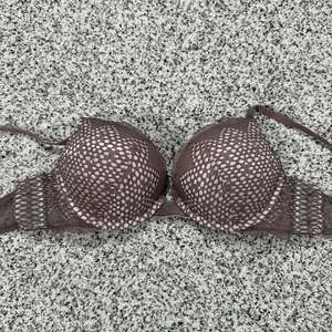 Victorias Secret Bombshell Plunge Bra Push Up Size 34B Brown Lace - Picture 1 of 6
