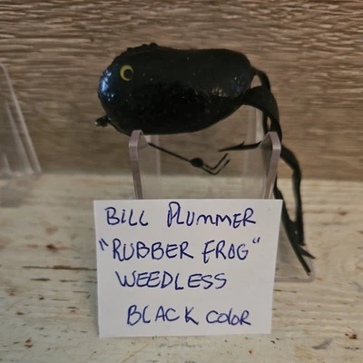 Bill Plummer vintage "RANA DE GOMA". Señuelo Topwater sin malezas color negro. Foto 1 de 4