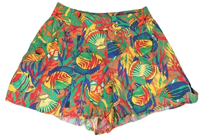 Pantalones Cortos Deportivos Sakura Vintage Años 80 Estampado de Peces Tropicales Rojo Amarillo 100% Algodón M Foto 1 de 4
