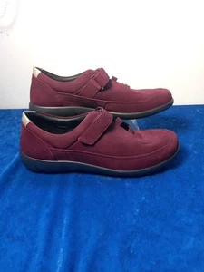 LADIES HOTTER SKIP BURGUNDY NUBUCK ORTHOLITE STABILITY SHOES - SIZE 8 - Picture 1 of 9
