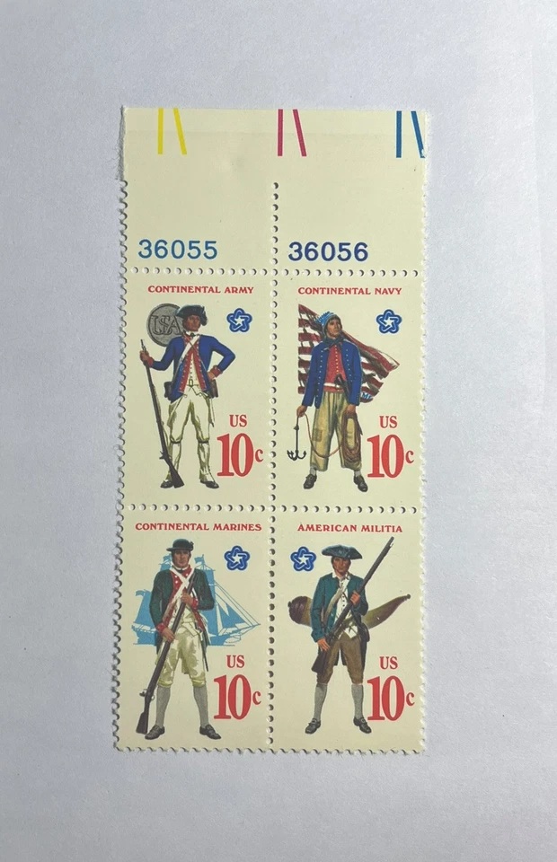 US 10 Cent Military Uniforms 1976, Scott# 1568a, block of 4, MNH/OG/VF. - Image 1 of 1