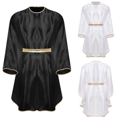 Men's Angel Robe Shiny Metallic Knee Length Halloween Cosplay Party Fancy Dress - Image 1 of 4