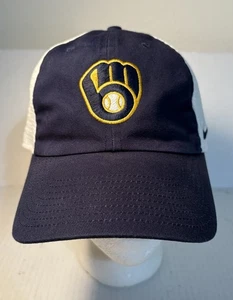 Milwaukee Brewers Nike Heritage86 Navy w/White Mesh Retro Strap Back Hat - Picture 1 of 12