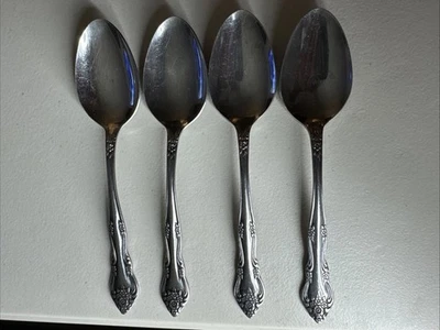 Lote de 4 cucharas soperas ovaladas de acero inoxidable Stanley Roberts Rogers DREAM ROSE BUD Foto 1 de 4