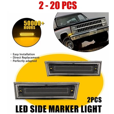 2-20X Side Marker Amber LED Light Assembly for Chevy K20 K10 K30 Pickup 1981-86 - Image 1 of 4