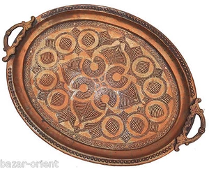 antik Massiv Kupfer islamic orient tablett Teetisch Afghanistan teatray  -M - Picture 1 of 7