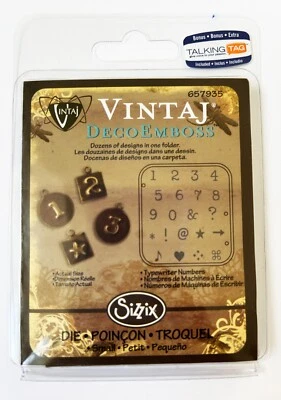 Sizzix Typewriter Numbers DecoEmboss die #657935 Retail $14.99 Emboss Metal! - Image 1 of 4