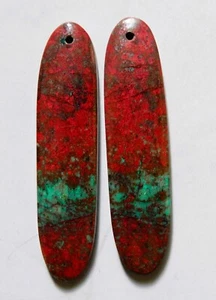 38 Cts Natural Sonora Sunrise Chrysocolla Drilled Cabochon Match Pair Gemstone - Picture 1 of 3