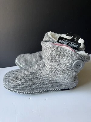 Новый с Ярлыками MUK LUKS женщин Hazel вязаный серый вересковый жесткий подошва Тапочки ботинок 9 / 10 - Изображение 1 из 4