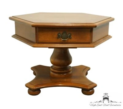 ETHAN ALLEN Heirloom Nutmeg Maple Colonial Early American Hexagonal Accent En... - Image 1 of 4