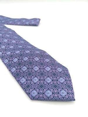 🇺🇲 Corbata de seda geométrica púrpura Mark Shale para hombre hecha en EE. UU. 58x3,25  Foto 1 de 4