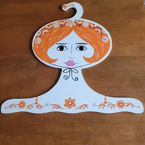 Vtg Retro Mod 1960s Wooden Clothes Hanger Display Pretty Lady Woman’s Head Face - Picture 1 of 19