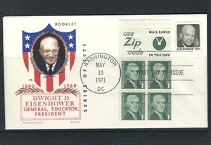 USA SC # 1278b + 1395 Jefferson FDC Pane of 4 + 2 Labels FDC, Jackson Cachet - Picture 1 of 1