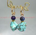 Charming Irregular Blue Turquoise & Lapis Lazuli Gemstone Beads Hook Earrings