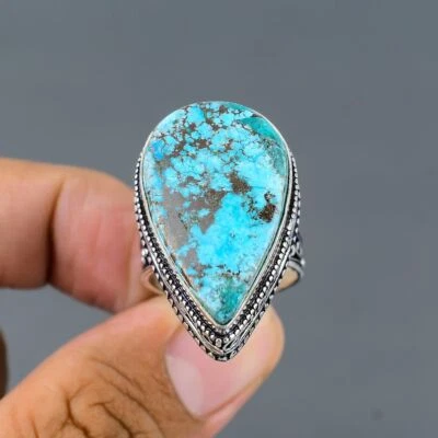 Turquoise Ring 925 Sterling Silver Ring Handmade Gemstone Ring Women's Ring - Image 1 of 4