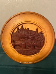Vintage Deutscher Würzburg 3D Handgeschnitzter Holz Wandteller 9,5"D - Bild 1 von 4