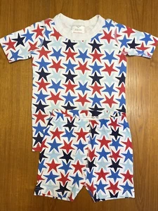 Hanna Andersson size 110 5 Short John Pajamas PJs Stars Red White Blue - Picture 1 of 10