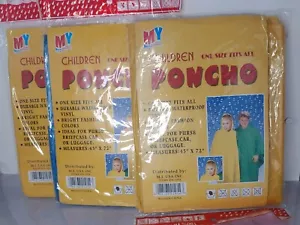 Set Of 3 Children's Yellow/Blue Rain Ponchos - Picture 1 of 4