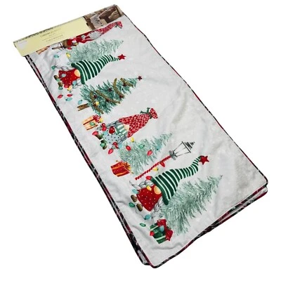 Cynthia Rowley Christmas Gnomes with Beaded Accents 72in Holiday Table Runner - Image 1 of 2
