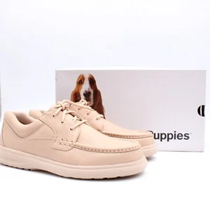 Hush Puppies Shoes Men Beige Lace Up Casual Leather Comfortable Zero G 11" NIB - Picture 1 of 13