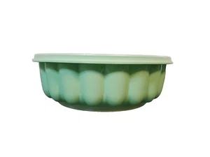 VTG Tupperware Green Jello Mold Round Ice Salad Lid Retro Dessert 3 PC - Picture 1 of 16