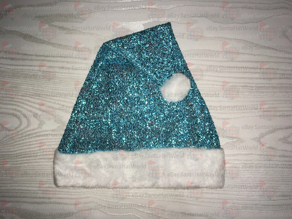 Chapéu de Papai Noel turquesa Sparkles um ou lote - Imagem 1 de 1