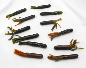 Lot of 12 Bullet Head Hollow Skirted Grub Soft Baits 3" Motoroil - Picture 1 of 11