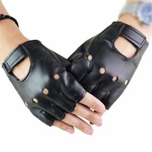 Driving Motor Rivet Gloves Punk Glove Leather Mittens Fingerless