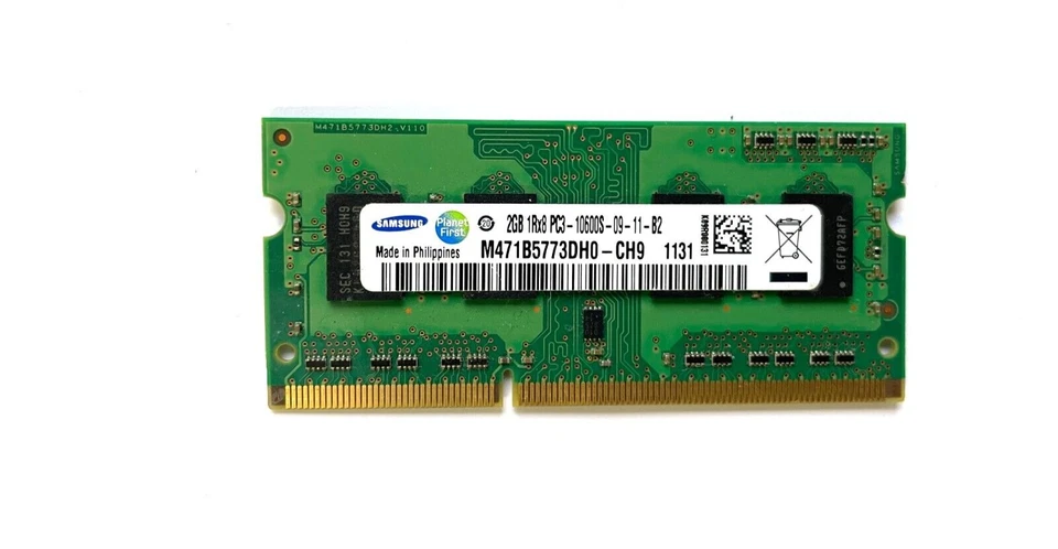 SAMSUNG 2 GB DDR3 RAM PC3-10600S 1Rx8 non-ECC DDR3-1333 SO-DIMM LAPTOP NOTEBOOK - Bild 1 von 1