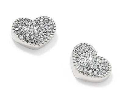 Brighton Silver Plated Crystals Illumina Celeste Heart Post Earrings New - Image 1 of 2