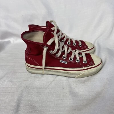 Zapatillas altas vintage raras Vans hechas en EE. UU. estilo años 80 24 rojas talla 3 Foto 1 de 4