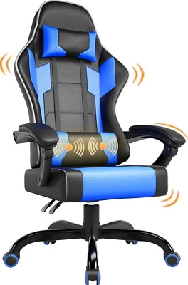 MARKENLOS Bürostuhl Ergonomisch Gaming Stuhl Massage Gaming Sessel mit Kopfstütze Office