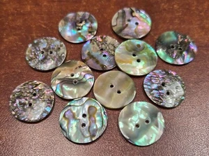 12 PCS ROUND ABALONE SHELL SEWING TWO HOLES BUTTONS 18MM - Picture 1 of 1
