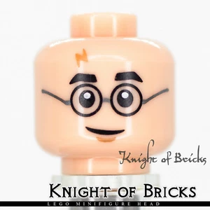 LEGO Minifigura Cabeza CARNE CLARA Hombre Niño Harry Rayo Cicatriz Gafas Circulares - Imagen 1 de 2