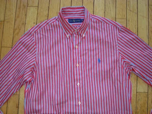 POLO RALPH LAUREN MEN'S RED/WHITE/BLUE STRIPED SHIRT SIZE MEDIUM HARDLY WORN! - Picture 1 of 8