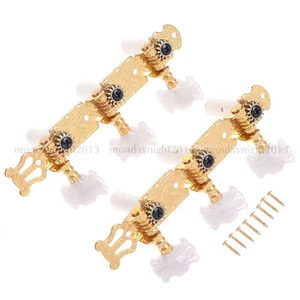 2PCS Classical Acoustic Guitar Tuning Keys Pegs Gold w/ Mica Button - Picture 1 of 3