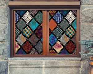 3D Graffiti Squar D216 Window Film Print Sticker Cling Stained Glass UV Block An - Picture 1 of 11