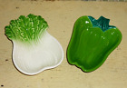 2 Veggie shaped BOWLS ' BOK CHOY CELERY & GREEN PEPPER ' in vibrant colors 6 5/8