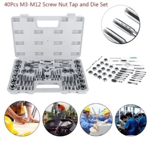 Professional M3-M12 Tap & Die Set for Automotive & Industrial Thread Repair - Picture 1 of 16