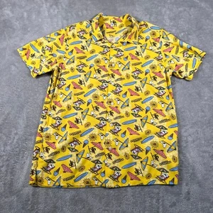 Uniqlo Peanuts Snoopy Shirt Size 13 Boys Yellow Beach Summer Collared Button Up - Picture 1 of 7