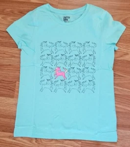 Spotted Zebra Girls Unicorn Short Sleeve Teal Aqua T-Shirt 12 - Picture 1 of 7
